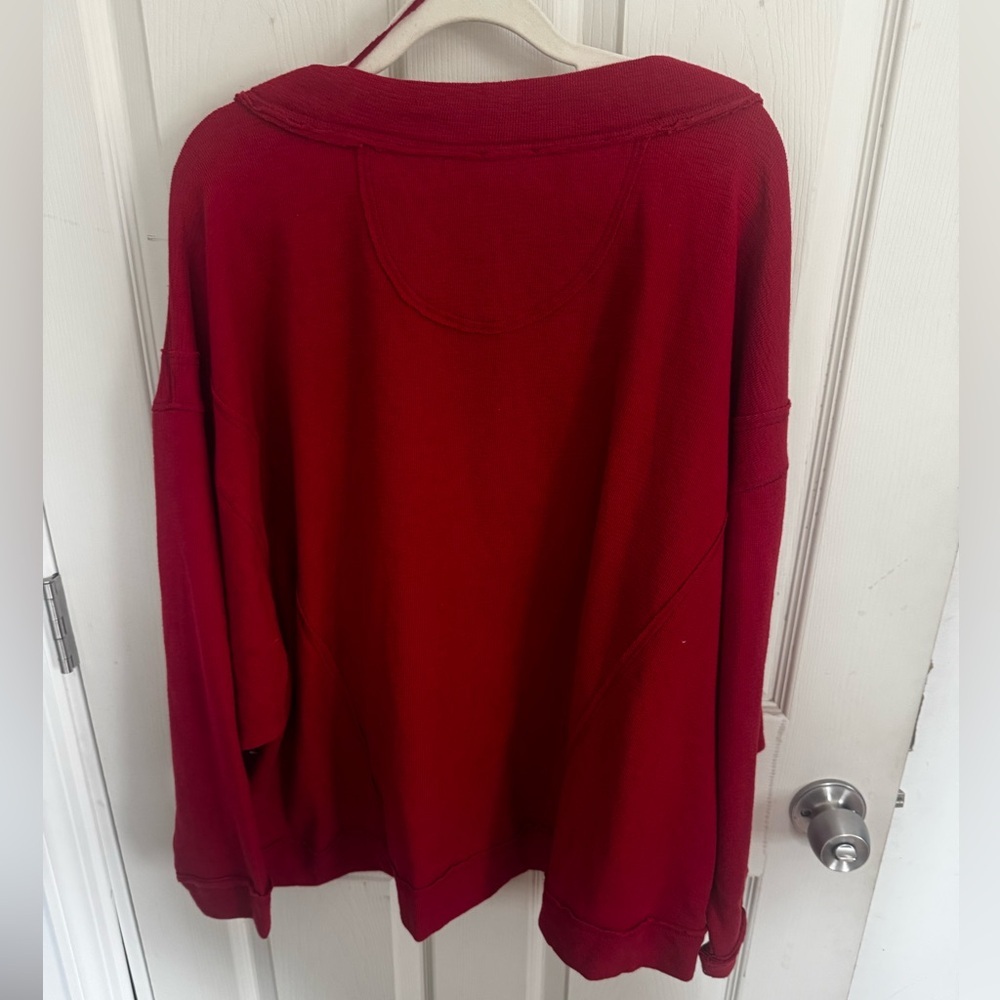Free People Intimately XS Sweater Staycation Oversize Lounge Sweatshirt Red - Picture 8 of 13
